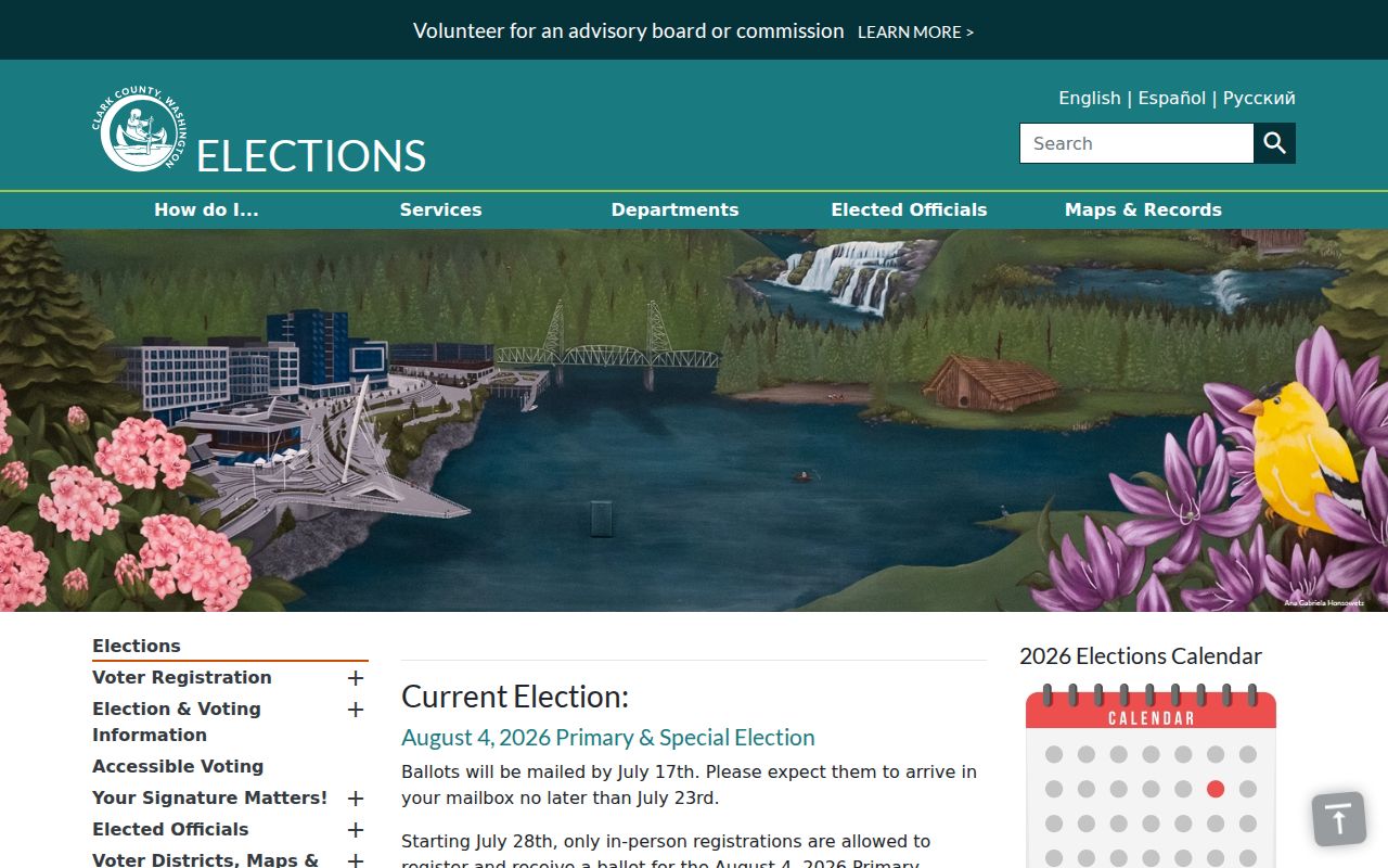 Clark County Elections services for Orchards voter registration records